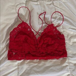 PINK Victoria’s Secret Elegant Red Lace Bralette